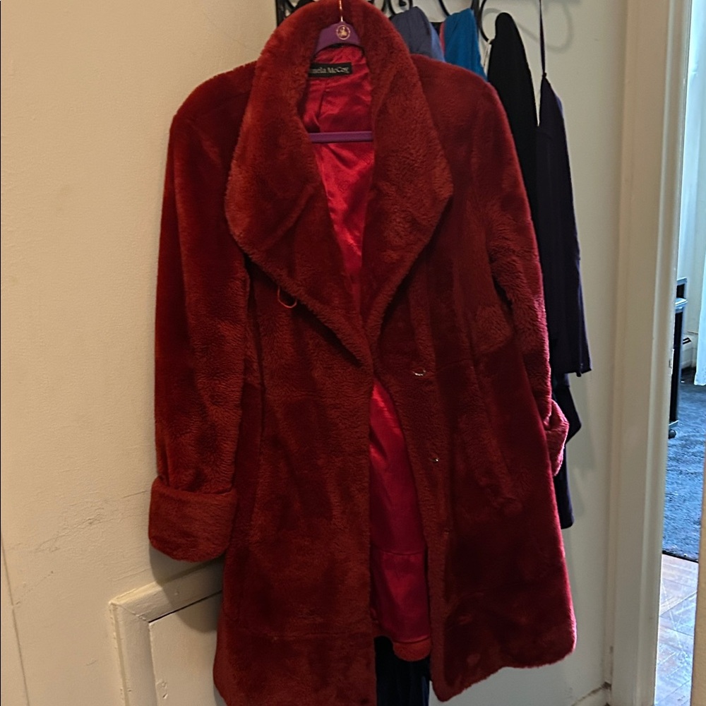 Pamela McCoy Deep Red Teddy Jacket